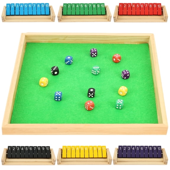 Shut The Box Game Wooden Board Table Math Game with 12 Dice and Shut-The-Box Instructions for 2-6 Players Family Classroom Home or Pub
