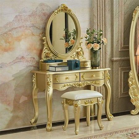 Smg European Style Dressing Table, Gold Mirror Dresser