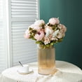 thumbnail image 3 of Artificial Peony Silk Flowers Bouquet for Wedding Home Garden Decoration(Dark Red+Pink), 3 of 5