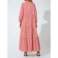 thumbnail image 5 of Las mujeres de impresión geométrica vestido largo con cuello en V Puff manga larga suelta vestido de moda para la primavera de estilo bohemio verano Street Style Nituyy Primavera Verano Bohemio Impreso Vestido Largo Cuello en V Puffy Manga Larga Vestido Suelto Moda, 5 of 5