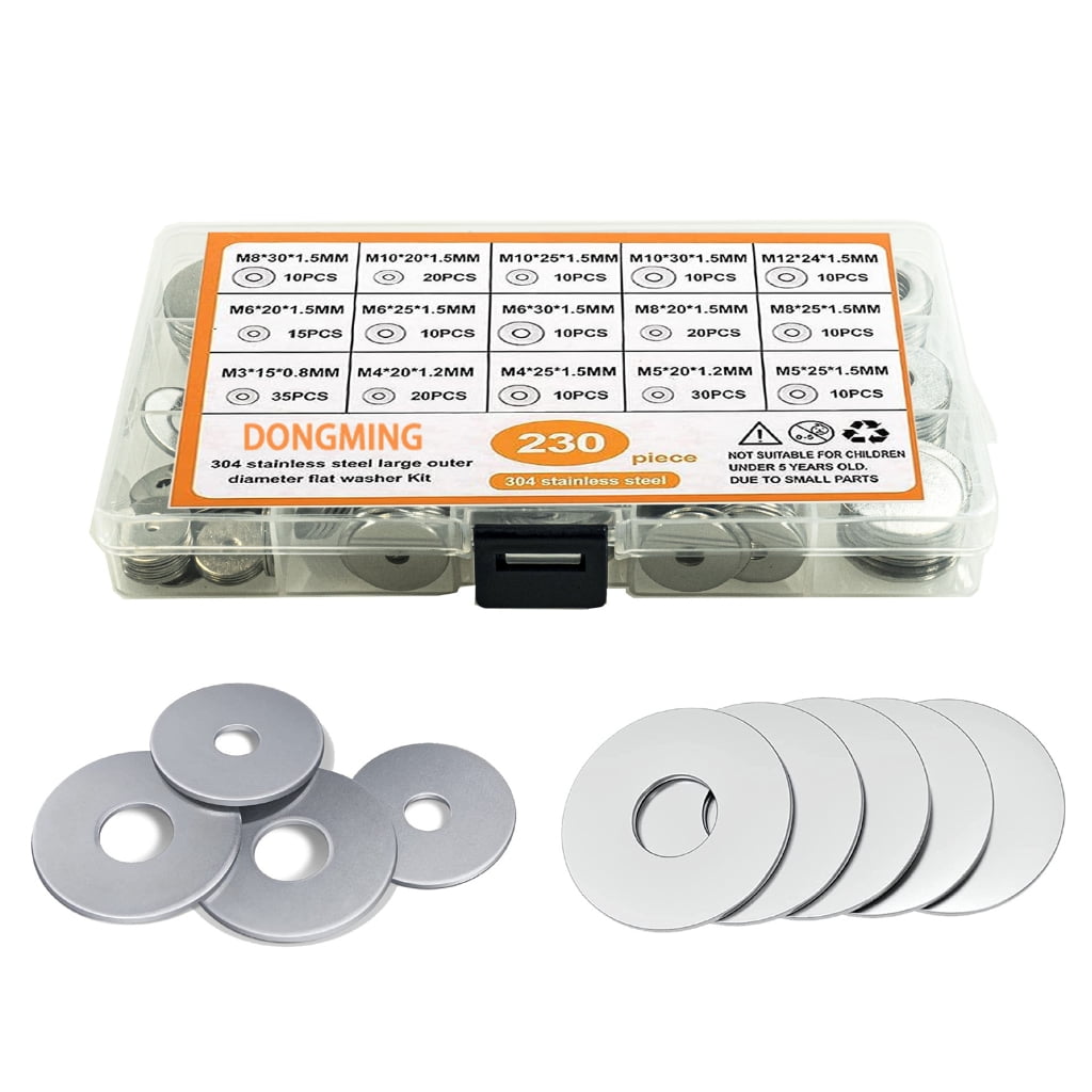 ZPAQI Stainless Steel Flat Washer Collection 230Pieces Assorted size Washers