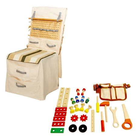 UPC: 0810034400352 | PopOhVer Pretend Play Builder Play Set – Innovative Canvas Design Chair Cover – 39 Pieces