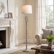 Oneach 59.5 Farmhouse Floor Lamp for Living Room,Retro Tree Trunk Standing Lamp for Bedroom with Wood Grain