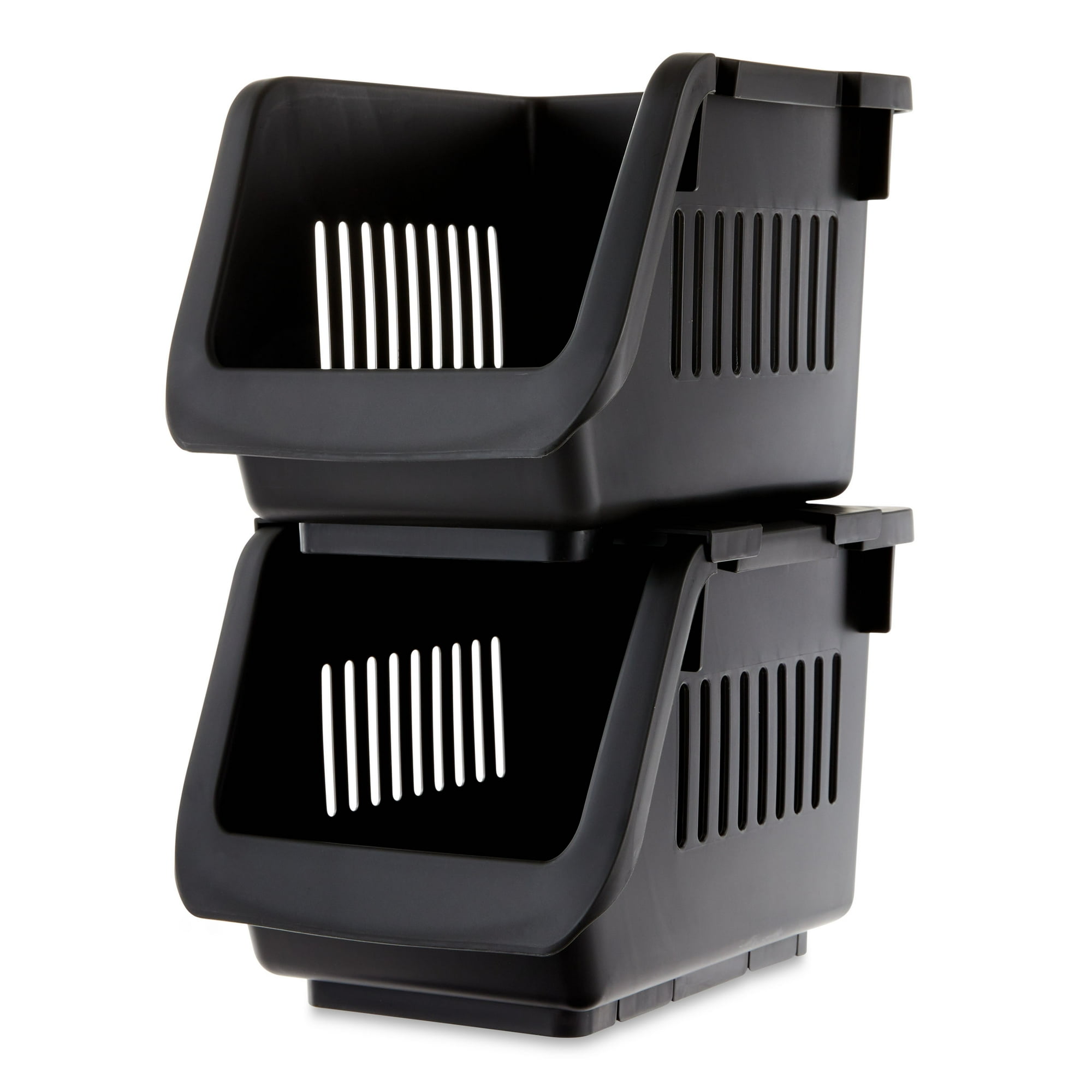 Pen and Gear Stackable Storage Bins, Black, 2 Count