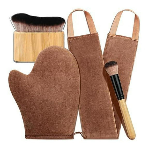 Self-Tanning Mitt Set with Waterproof Lining Double-Sided Self Tanner Glove Applicator Face Body Back Applicator Brush