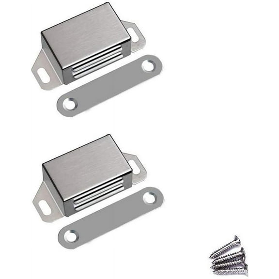 Magnetic Door Catch - 30lb High Magnetic Stainless Steel Heavy Duty Catch for Kitchen Bathroom Cupboard Wardrobe Closet Closures Cabinet Door Drawer Latch (2.1 in Silver, 2-Pack)