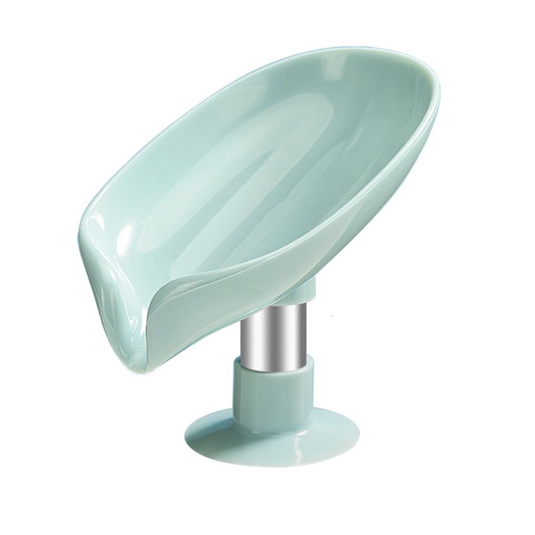 Self-Drain Box Soap Dish Leaf Shape Soap Suction Cup Bathroom Soap Sponge  Holder