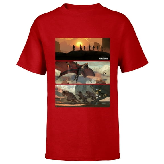 Star Wars The Mandalorian Season 3 Raptor Rescue Concept Art - Short Sleeve T-Shirt for Kids - Customized-Red