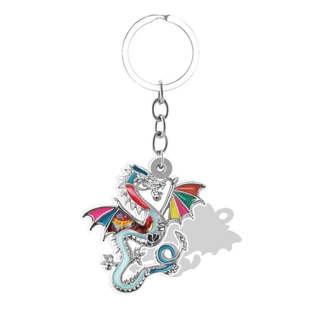 Llaveros colgantes de resina de dinosaurio para hombre, accesorio de acrílico 2D de dragón malvado, herramienta de llavero de Animal, joyería QDW615, 2022