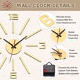 thumbnail image 4 of Uxcell 40-70cm Modern Frameless DIY Wall Clock, Gold, 4 of 7
