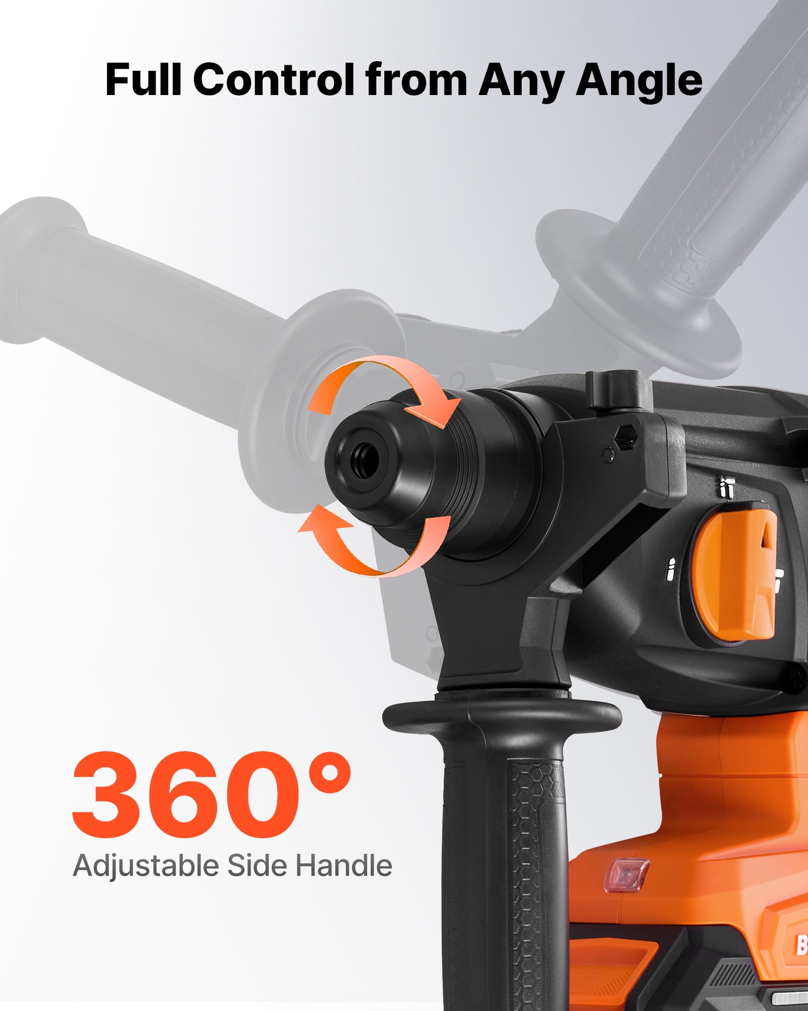 VEVOR Rotary Hammer Drill, 7/8 in SDS-Plus Cordless, 20V Battery Powered Rotary Hammer, Brushless, Including Battery, Charger, 3 Drill Bits, Flat Chisel, Pointed Chisel, Carrying Case, for Concrete