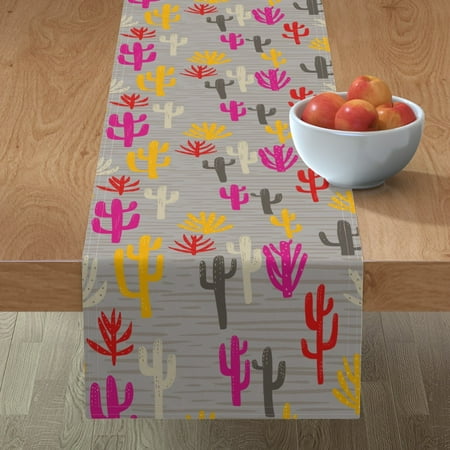 

Cotton Sateen Table Runner 72 - Modern Cactus Desert Purple Bold Sand Red Cacti Bright Colors Southwestern Succulent Plants Print Custom Table Linens by Spoonflower