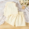 thumbnail image 5 of ITSAME Kids Girls Outfits 2-Piece, Lapel Button Up Vest and Shorts Summer Fashion Casual Clothes Set Yellow Size 2-3, 5 of 7