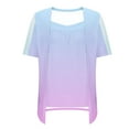 thumbnail image 6 of Fake-Two-Piece Shirts for Womens Pleated Gradient Tunic Blouses Square Neck Short Sleeve Tees Loose Relaxed Fit Tee Shirts Layered Blouse Shirt Hide Belly Tunic Tops Trendy Summer 2025, 6 of 7