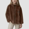 thumbnail image 2 of Caqnni Girls Polar Fleece Jacket Sherpa Fuzzy Hoodie Winter Coat with Full Zip Fluffy Outerwear (Z01-Coffee,4-5 Years), 2 of 6