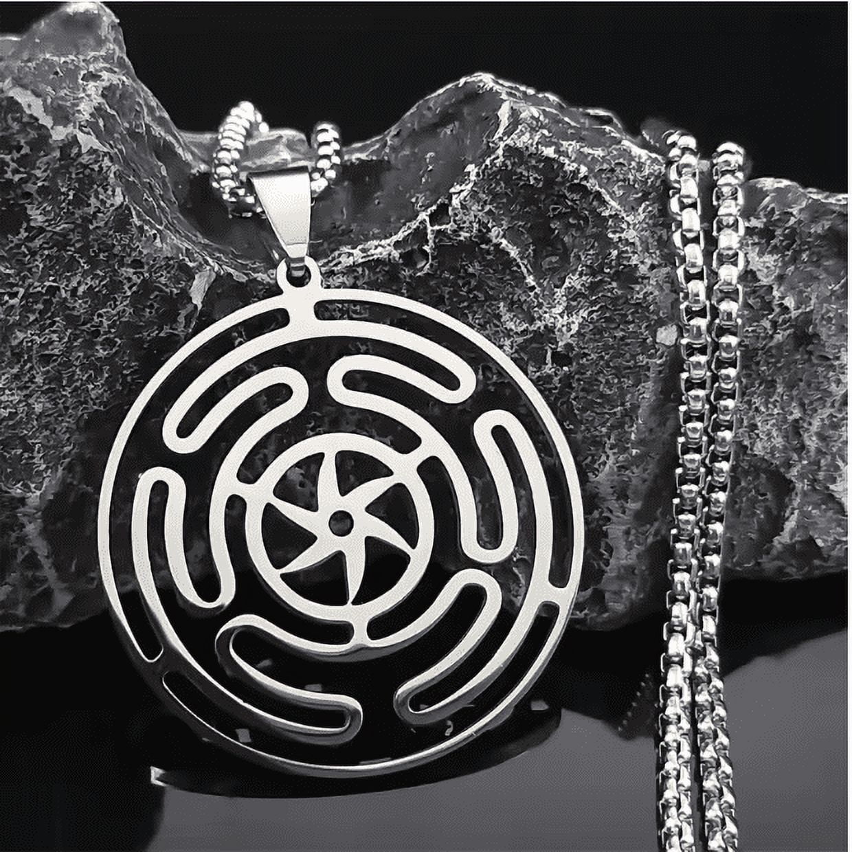 Hekate Wheel 14K White Gold Necklace Pendant Strophalos Hecate Magic Symbol Logo Charm PIN colier femme Jewelry