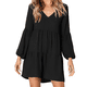 thumbnail image 1 of Vestido túnica de verano para mujer, cuello en V, informal, suelto, fluido, con vuelo, 1 of 5
