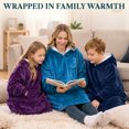 thumbnail image 7 of PAVILIA Fleece Sherpa Wearable Blanket Sweatshirt Hoodie for Kids, Navy, 7 of 7