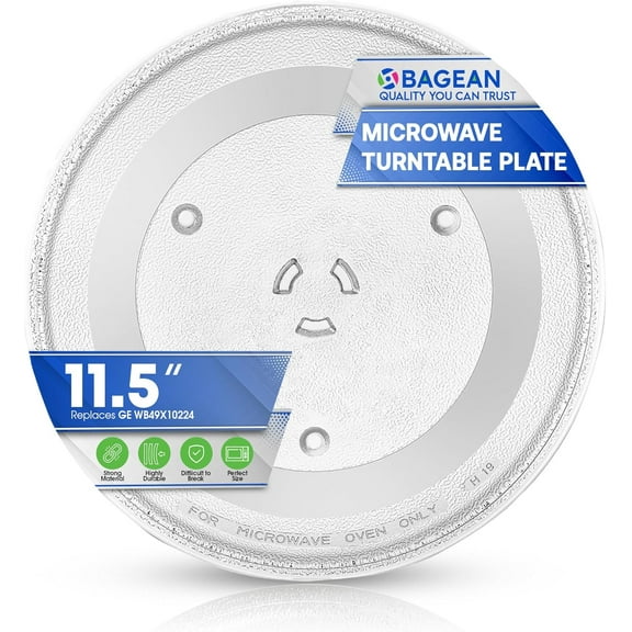 Microwave Plate Replacement 11.5” for GE WB49X10224 Microwave Glass Plate- Rotating Glass Microwave Turntable Plate Oven Spinning Dish Tray For Better Reheating and Cooking and Even Heat Distribution
