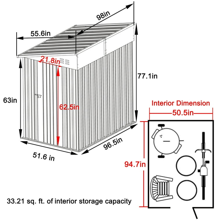 Outsunny 4' x 8' Lean to Garden Storage Shed Outdoor Metal