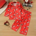 thumbnail image 2 of Gerichy Toddler Pajamas 2 Pieces Silk Stain Cute Christmas Graphic Long Sleeve Button Down Shirts and Pants Homewear for Boys Girls 18M-8T, 2 of 7
