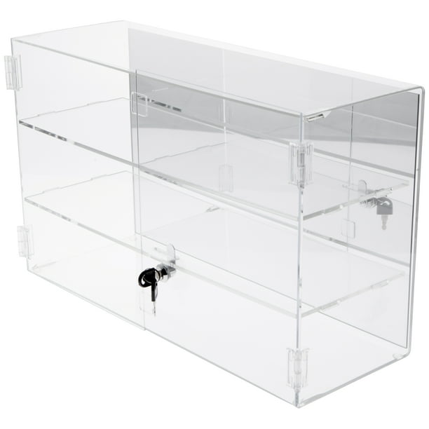 Plymor Clear Acrylic Rectangular Locking Display Case (Mirrored), 2