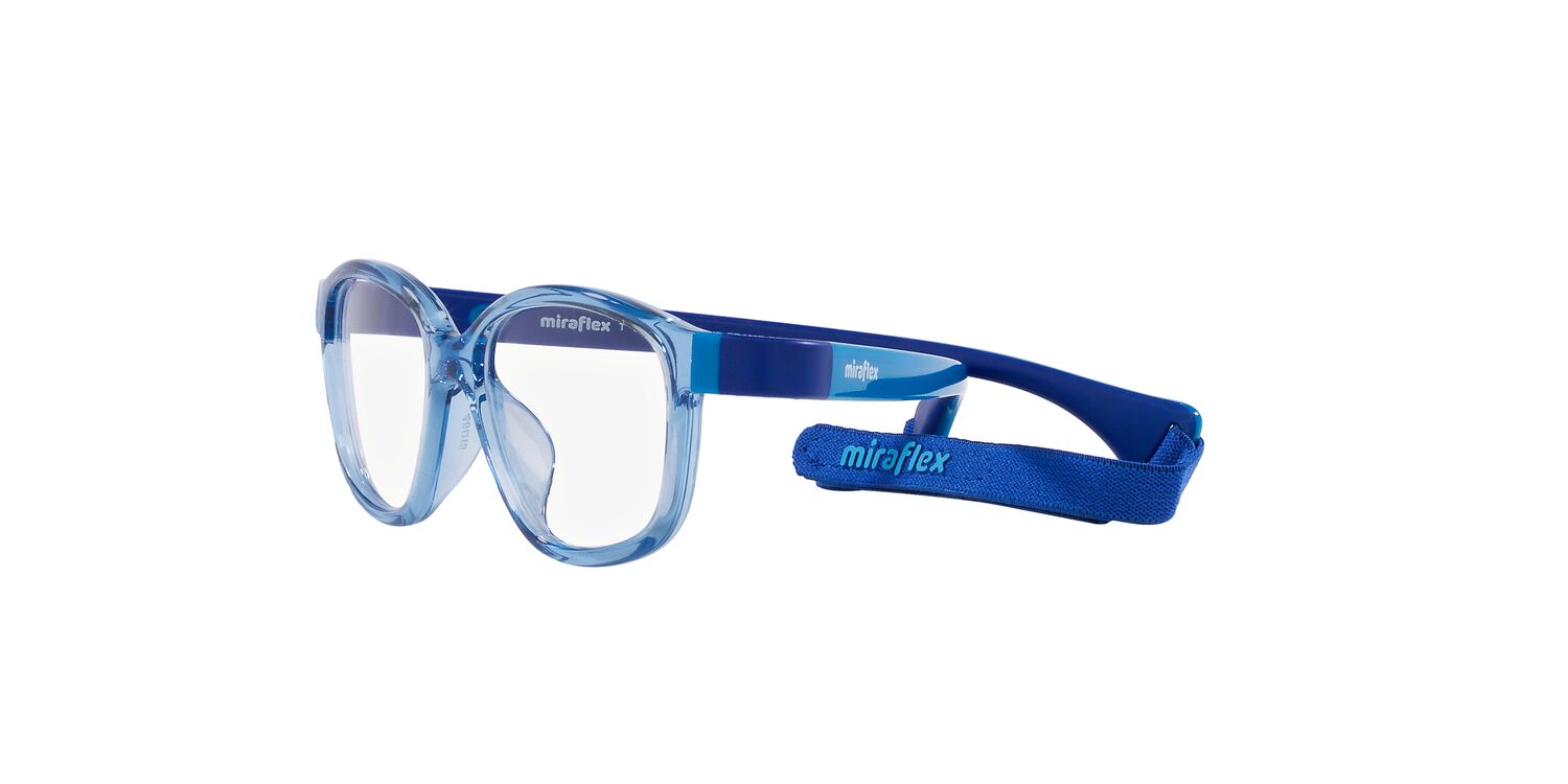 Miraflex Youth Size 46 0MF4007 Flexible & Safe Eyeglasses with Case, Translucent Light Blue