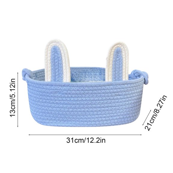 A Polyester Easter Bunny Ear Rope Storage Basket Desktop Organizer Cosmetics Keys Snacks