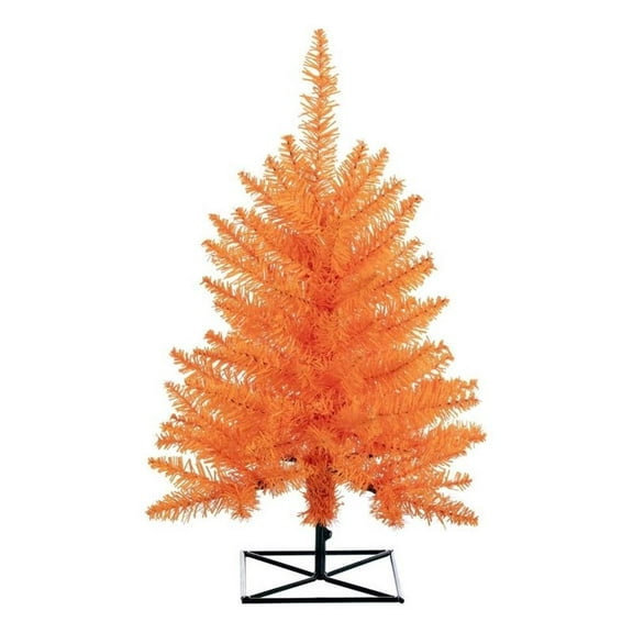 Pemberly Row 36" Plastic Fir Unlit Artificial Christmas Tree in Orange