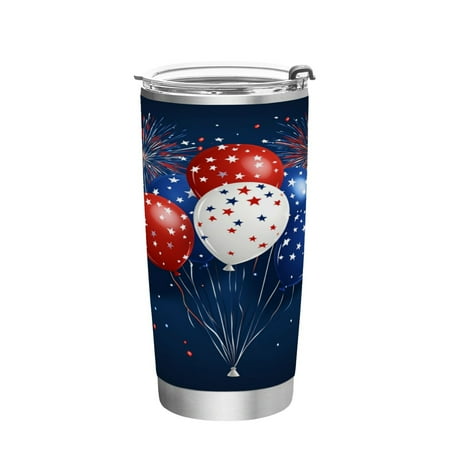 

20oz Double-Wall Vacuum Insulated Stainless Steel Tumbler with Straws Sports Mugs BPA-Free Balloons with Fireworks
