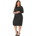 thumbnail image 3 of DARING DIVA Plus Size Vintage Church Ruffle Dress Office Work Dress 1X Black, 3 of 6