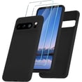 thumbnail image 1 of KOMI for Google Pixel 8 Pro Case, Silicone Phone Case with 2 Screen Protector, Soft Anti-Scratch Microfiber Lining, Full Body Shockproof Slim Cover Support Wireless Charging, Black, 1 of 5