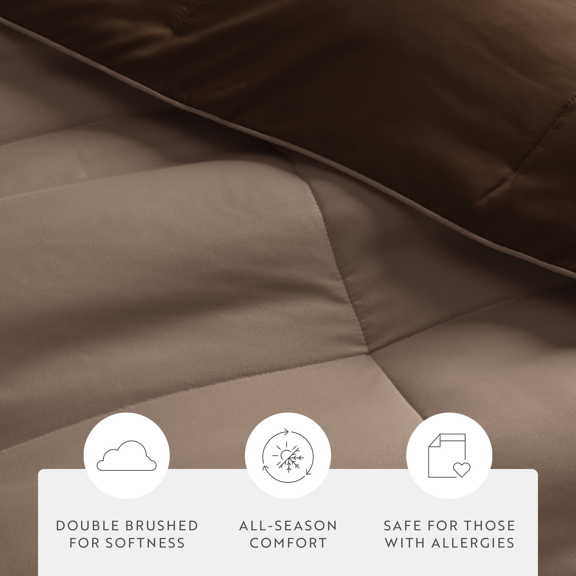 All Season Reversible Comforter Set Breathable Cool in Taupe & Chocolate Brown Full/Queen Size Bedding by Comfort Canopy