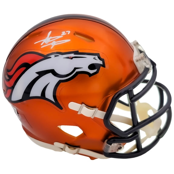 Steve Atwater Autographed Denver Broncos Flash Orange Speed Mini Helmet Beckett BAS QR 203001