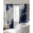 thumbnail image 3 of Marble Navy Blue Blackout Curtains 84 Inches Long for Bedroom, Abstract Gold White Brick Stone Motif Thermal Insulated Room Darkening Black Out Window Curtain Panels Grommet Drapes for Living Room, 3 of 8