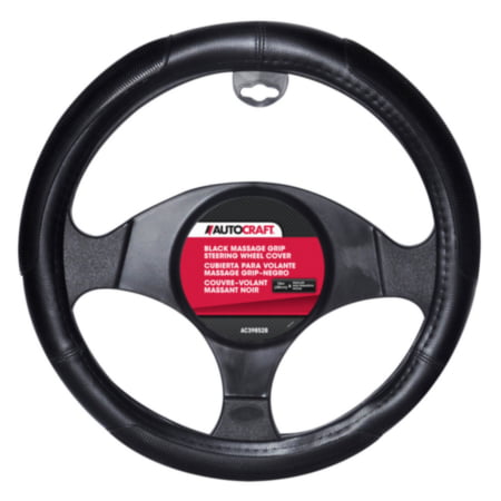 Universal 15 inch Black1 Leather Car Steering Wheel Cover Breathable Anti-Slip Elastic Steering Wheel Cover for Men Women 