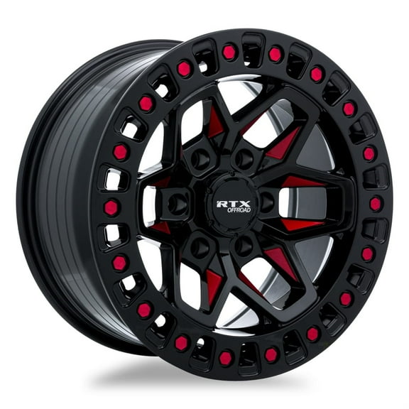 RTX Zion 20x9 6x139.7 ET0 CB106.1 Gloss Black Milled Red Wheel