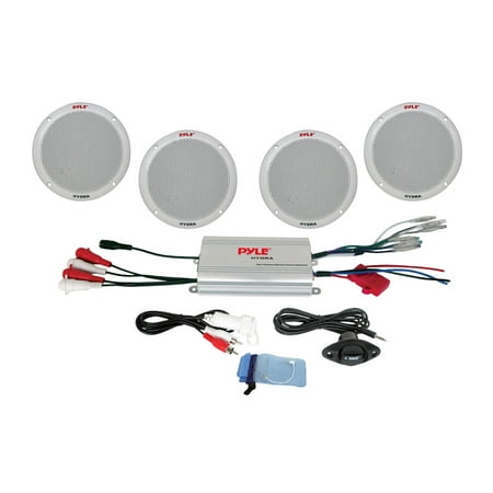 NEW PYLE PLMRKT4A Marine/Boat 6.5" 4-Channel MP3/iPod Speaker System + Amplifier