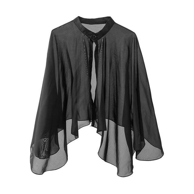 kurtrusly Cardigans en Chiffon Boho à la Mode pour Femmes Veste Ample Transparente Poncho Noir 140x53cm 1Ensemble