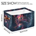thumbnail image 4 of Yayeee 2 Pack Canvas Storage Basket with Handles for Shelves Fabric Bins Closet Organizer, Glowing Jellyfish, 4 of 8