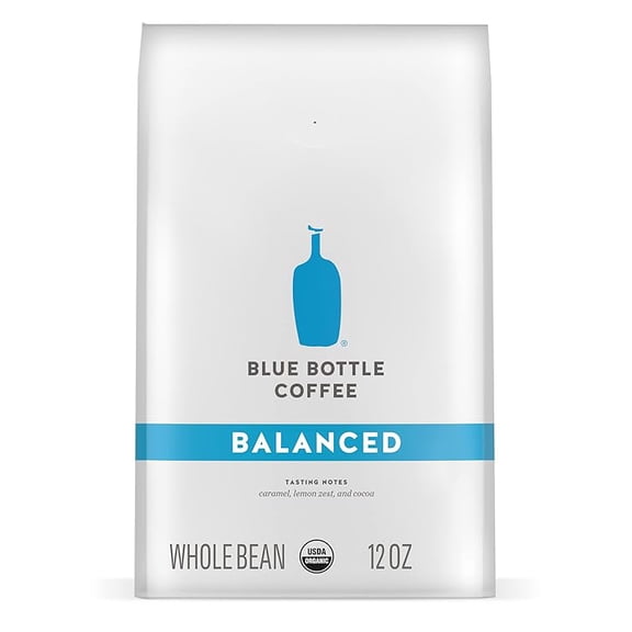 1x Blue Bottle Whole Bean Organic Coffee, Balanced, Medium Roast, 12 Ounce bag (Pack of 1)