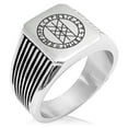 thumbnail image 1 of Stainless Steel Vegvisir Web of Wyrd Skuld’s Net Viking Needle Stripe Pattern Biker Style Polished Ring, 1 of 1