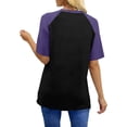 thumbnail image 4 of DPTALR Women's Spring & Summer Casual Fashion Raglan Sleeve Color Block Short Sleeve Top,Purple,Size L, 4 of 8