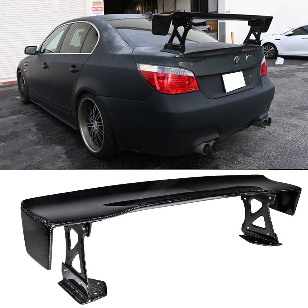 Ikon Motorsports Compatible with 04-10 BMW E60 5 Series 57 GTS Carbon  Fiber CF Drag Rear Trunk Spoiler Wing