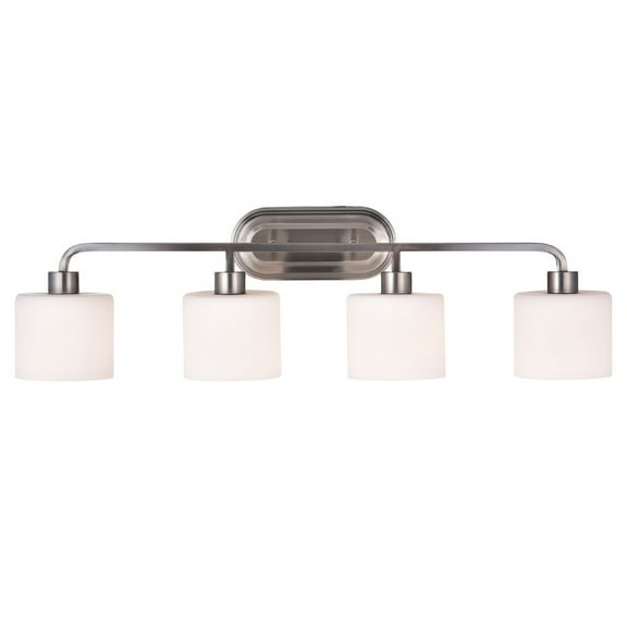 Transitional Style Bath Vanity Wall Fixture with Four Lights, White