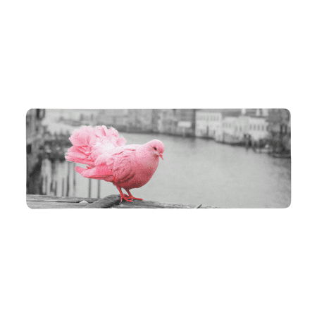 SUNENAT Soft Extra Extended Large Gaming Mouse Pad with Stitched Edges, 31.5 x 12In, Desk Pad Keyboard Mat, Fantasy Pink Pigeon On Bridge Railing in Venice Italy