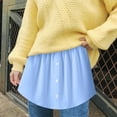 thumbnail image 2 of Riforla Women Versatile Shirt Hem Sweatshirt Paired with An Inner A Line Skirt to Cover The Women's Skirts Light Blue XL, 2 of 5