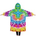 thumbnail image 2 of Oversized Wearable Blanket Hoodie,Colorful Rainbow Tie Dye Spiral Pattern Sherpa Blanket Hoodie with Super Pockets,Super Warm Fuzzy Pullover for Women & Men, 2 of 6