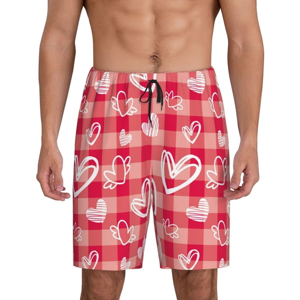 Balery valentine day with heart Pantalones cortos de pijama de punto de algodón para hombre con cinturilla y bolsillos-4X-Large