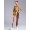 thumbnail image 7 of iiniim Girls Figure Skating Leotard Ballroom Bodysuit Gymnastics Jumpsuit Full Length Dance Unitards Yellow Snakeskin 14, 7 of 7